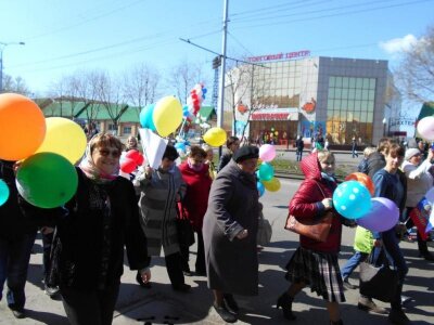 Главный врач Т.А. Процив на демонстрации в честь 1 мая праздника Весны и Труда, 01.05.2016 г.